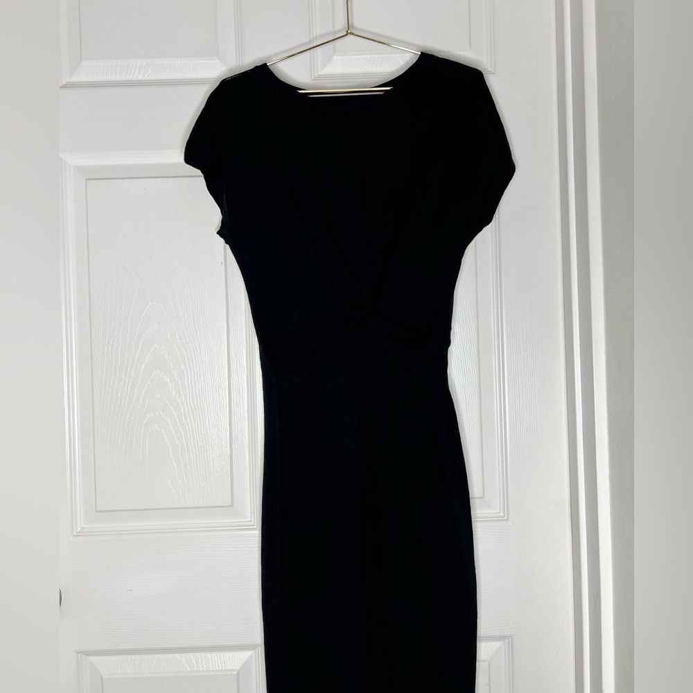 All Saints Ruched Midi Black Dress Sz S - Picture 8 of 14